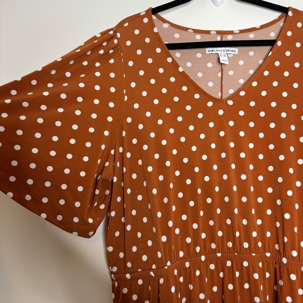 Girl with Curves Polka Dot V-Neck Midi Dress 1X - Picture 5 of 6